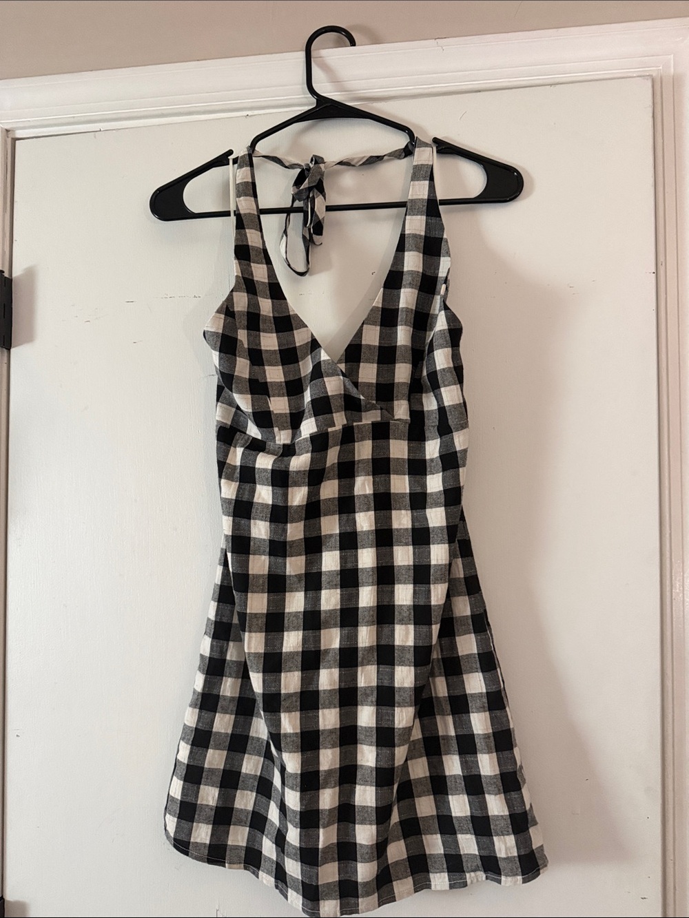 Promesa Black and Cream Gingham Mini Dress NWT